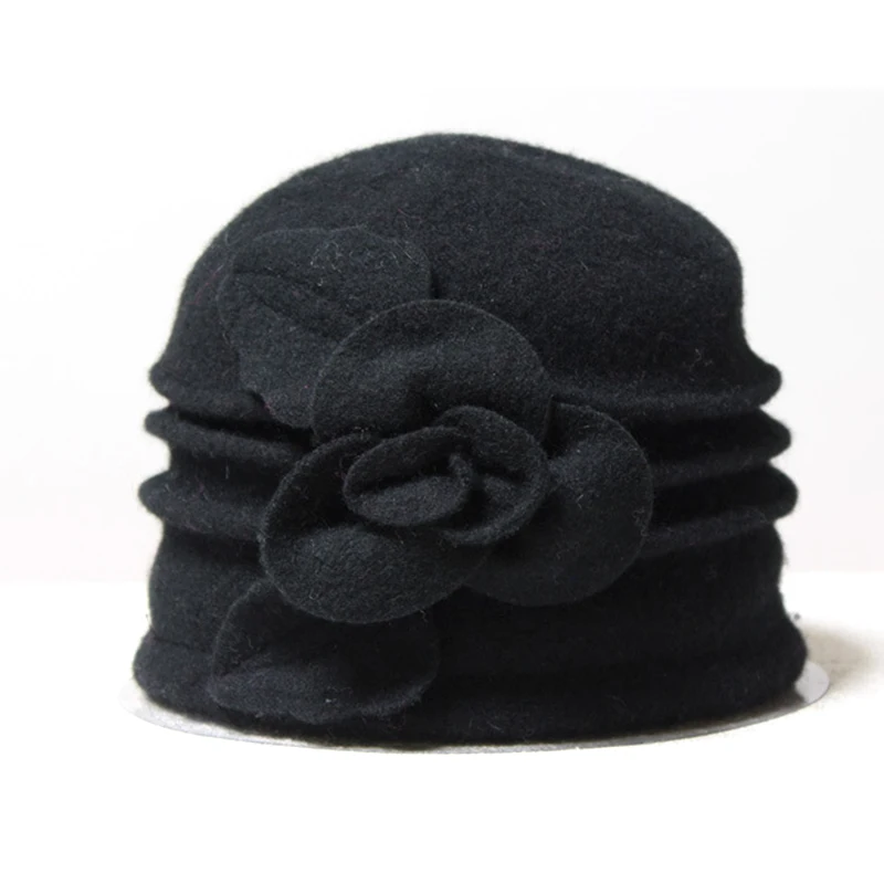 

2019 New Women Fedoras 100% Pure Wool Dome Winter Hats For Women Floral Casual Brand Warm Lady Autumn Floppy Soft Girls