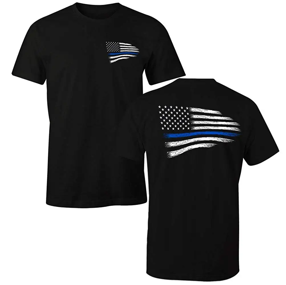 

Fantastic Tees Thin Blue Line Police USA Flag Men's T Shirt