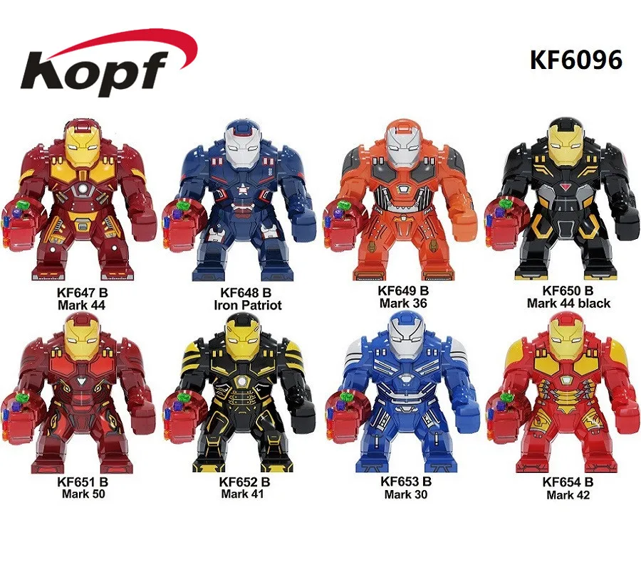 

Building Blocks Avengers 4 Endgames Iron Man Chromed Infinity Gauntlet With Power Stones Action Figures Toys For Children KF6096