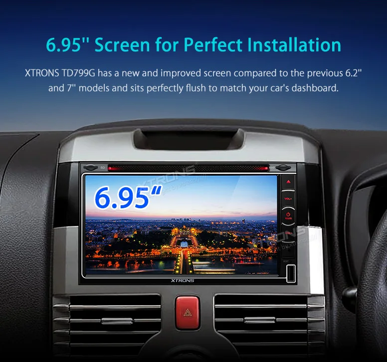 Top XTRONS Universal 6.95" HD Digital Touch Screen Double Din Car autoradio Stereo Radio DVD Player GPS Navigation SD USB SWC 1080P 2