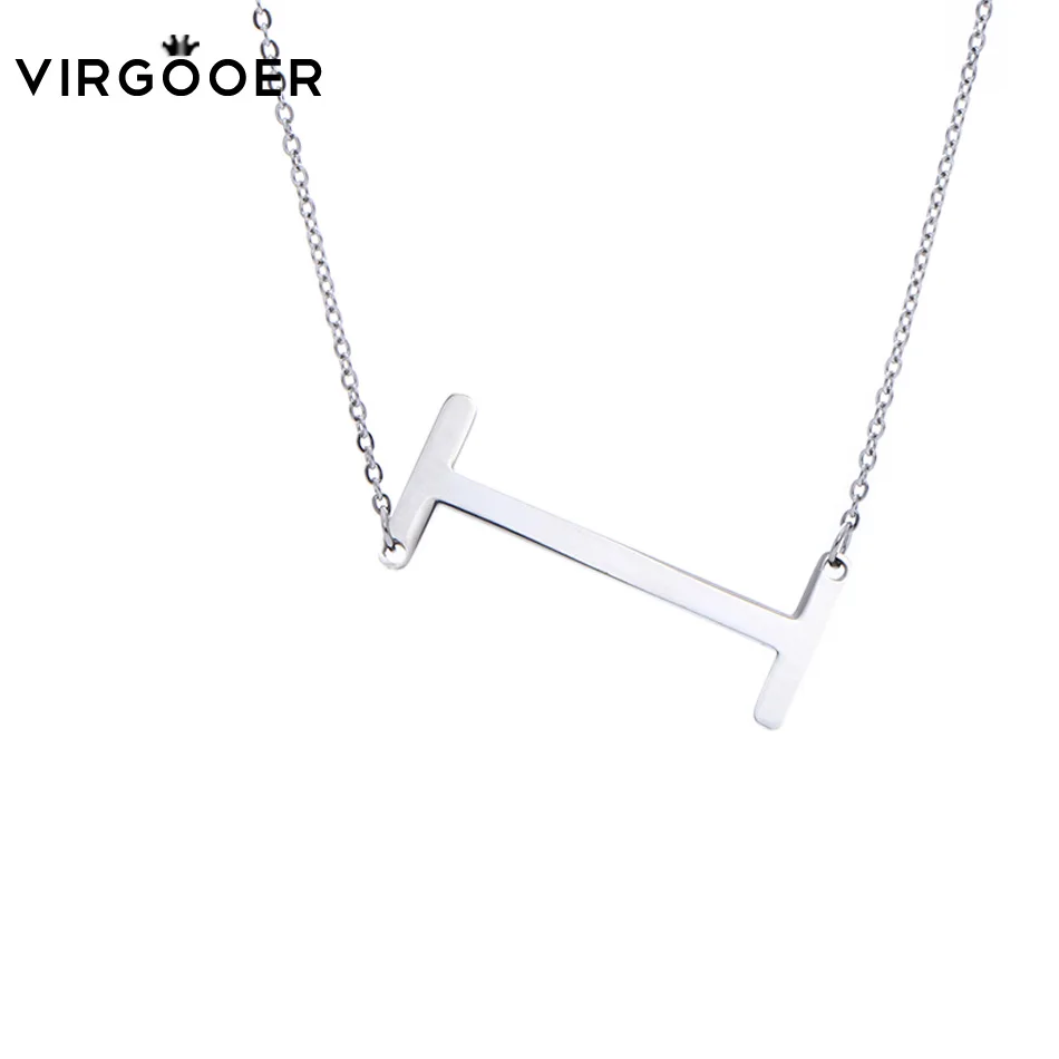 4Initial Necklace Silver Color Stainless Steel Personalized Letter Necklaces Name Jewelry For Women Gift Pendant Choker
