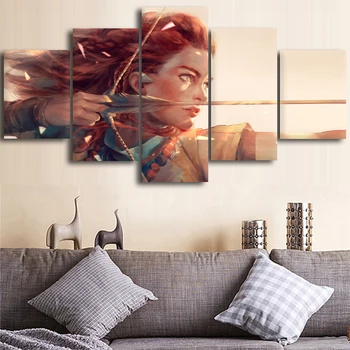 

Home Decor Hd Prints Pictures 5 Pieces Horizon Zero Dawn Poster Wall Artwork Modular Game Painting Canvas For Living Room Framed