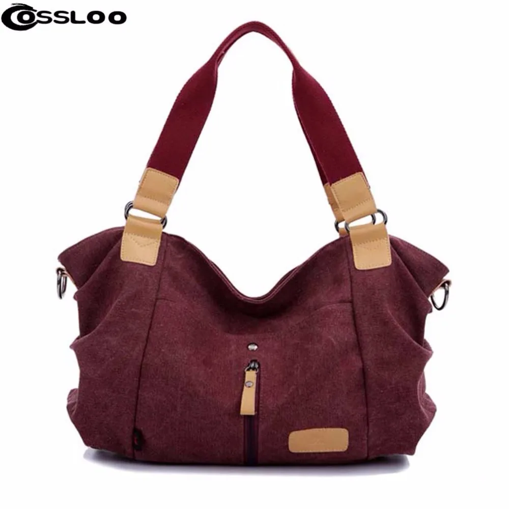 

COSSLOO Fashion Woman Canvas Bags Women Casual Shoulder Bag Famous Brand Female Messenger Bags Bolso Ladies Crossbody Bag