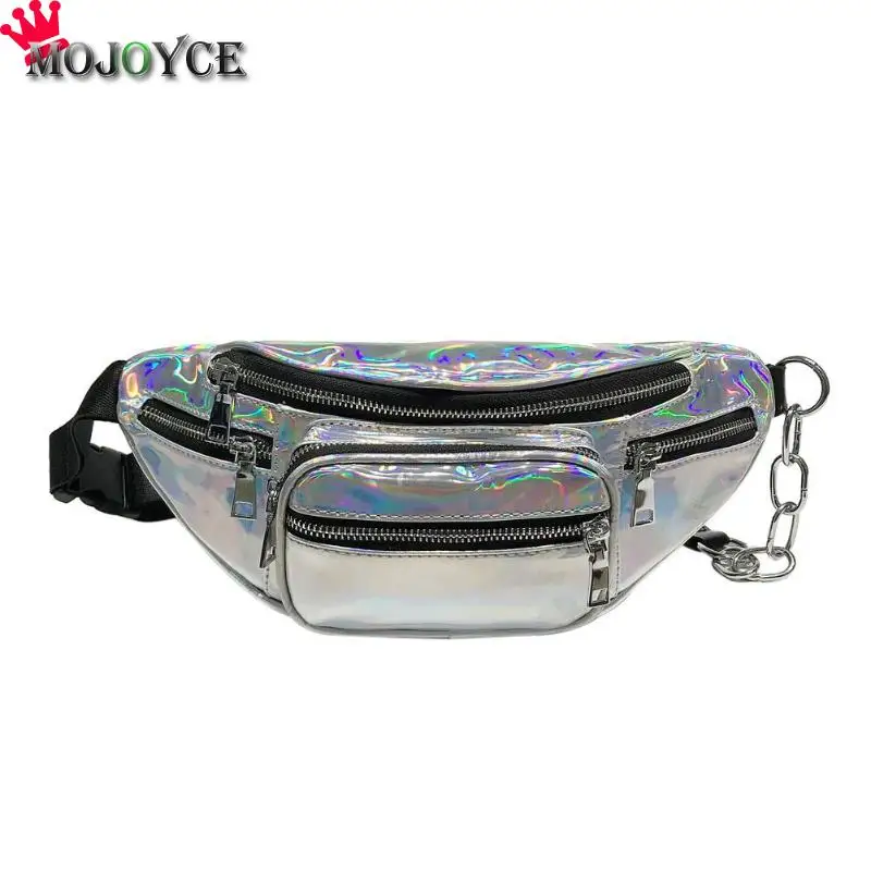 MOJOYCE font b Women b font Shining Chain Crossbody Laser Chest Pack Waist Outdoors Handbag Hip