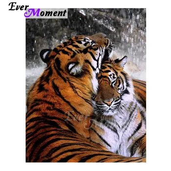 

Ever Moment Diamond Painting Picture Of Rhinestone Tiger Hugging Full Square Drill Decoration For Home Diamond Embroidery 3F1457