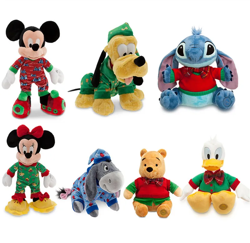 

Pajamas Christmas Minnie Mouse Stitch Donald Duck Pluto Dog Plush Toy Cute Stuffed Animals Kids Toys for Children Gifts
