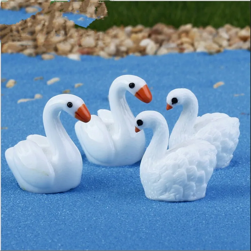 

10pieces Cute Simulation White Feather Swan Decoration Desk Office Decoration Potted Plant Landscape Cartoon Animal Accessories