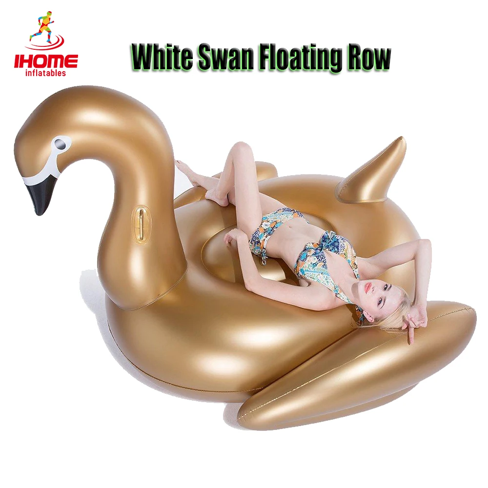 

2pc/lot 1.9m pvc golden swan inflatable water float rider Summer Lake Swimming Water Lounge Pool float Kid Giant golden Swan