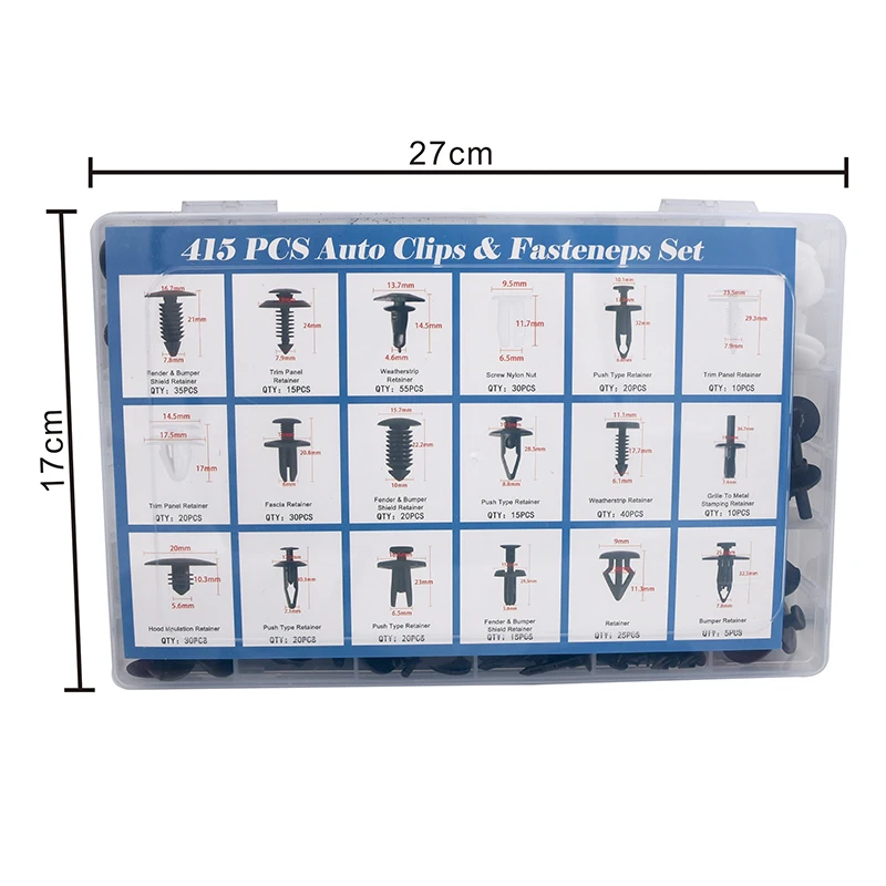 415 шт 18 размер авто толкатель заклепки дроссельные зажимы фиксатор панель бампер крыло фиксированный зажим фиксатор для Toyota
