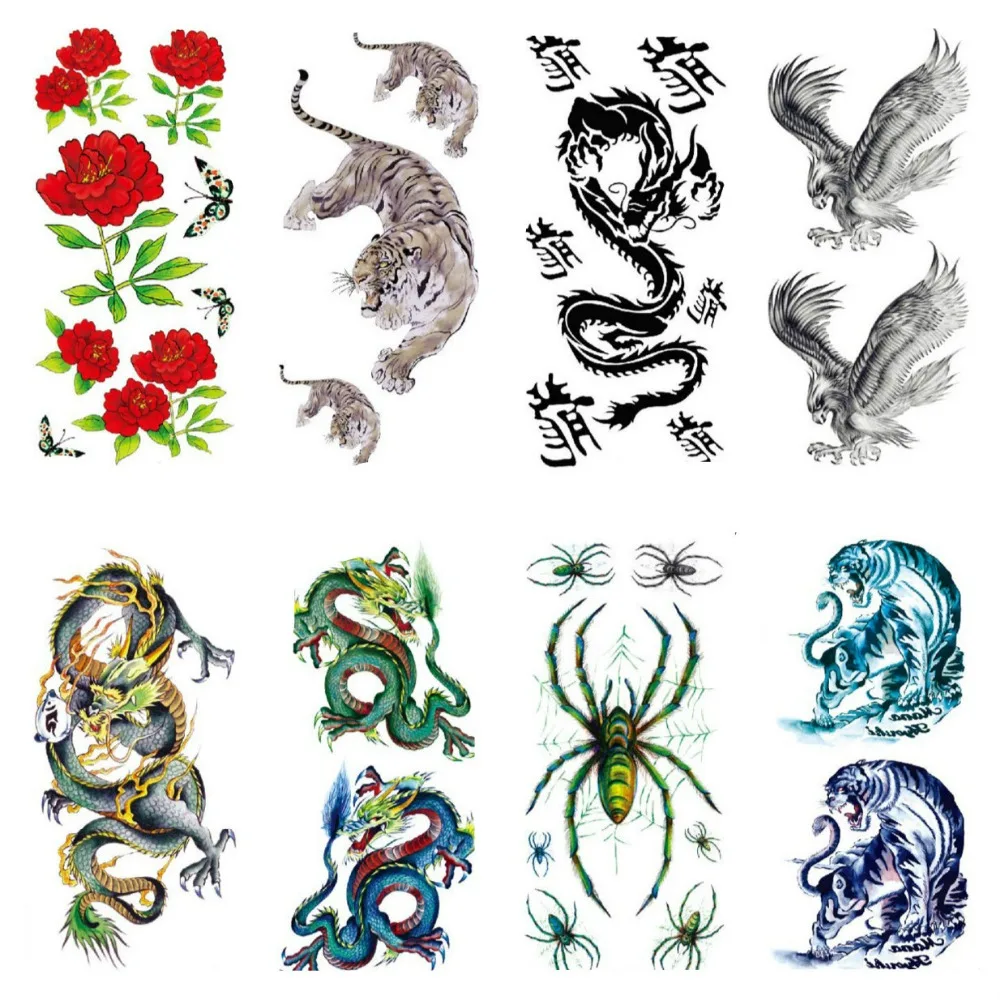 

Wholesale New Waterproof Temporary Tattoo Animal M serial 19*9cm Cartoon Flowers Arm Body Onetime Tatuajes 500pcs free shipping