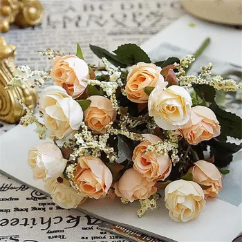 

Fake Rose Bunch (5 stems/piece) Simulation Roses witeh Foam Fruit for Wedding Home Showcase Decorative Artifiical Flowers