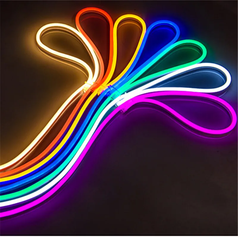 

220V Soft Flexible LED Neon Rope lights With EU Power Supply SMD 2835 120leds/m Outdoor Waterproof Decoration LED Strip Lighting