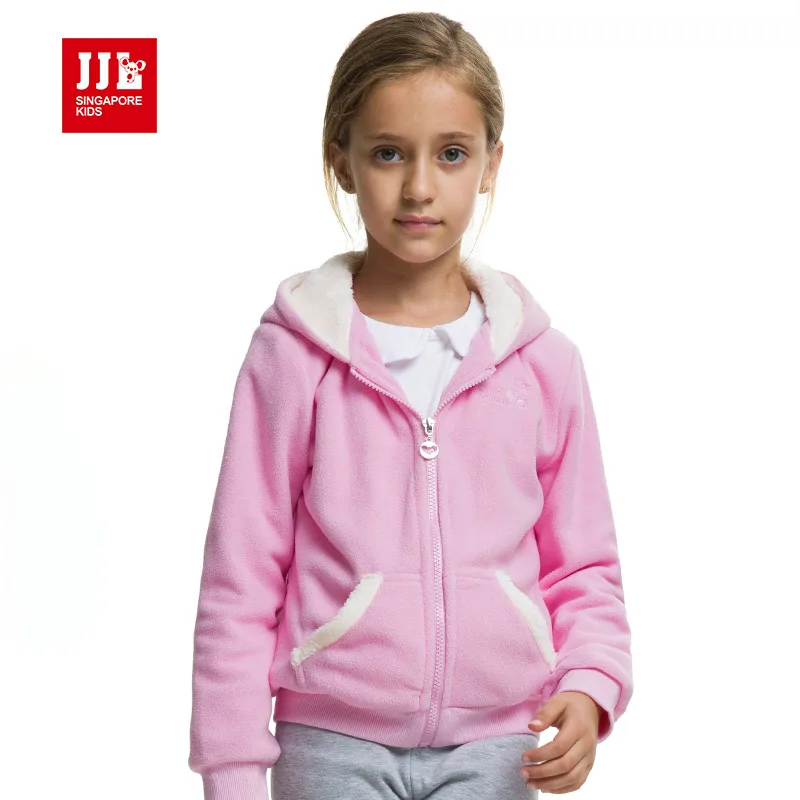 girls fleece coat girls winter jacket fur lining solid candy color