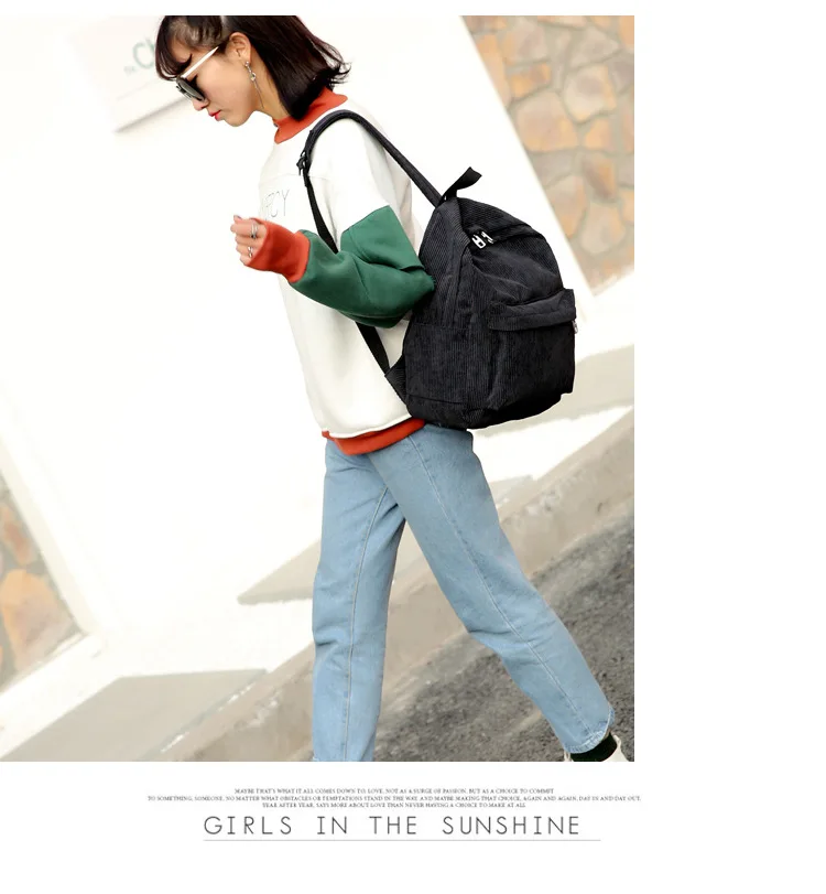 Новинка, женские рюкзаки, вельветовые школьные сумки для девочек-подростков, маленькие однотонные сумки для путешествий в консервативном стиле, рюкзаки для ноутбука, женские