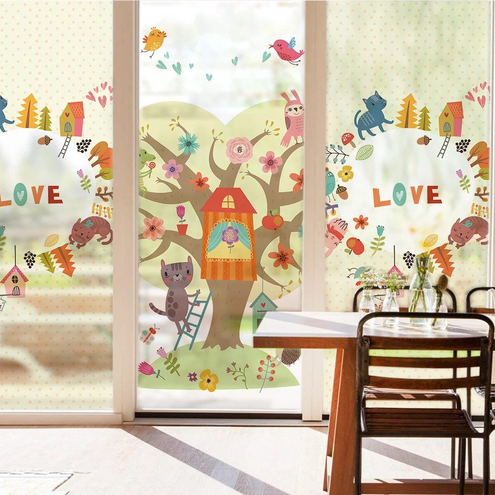 

Stained Static Cling Window Film Frosted Opaque Privacy Glass Sticker home dicoration wall stickers BLT1092 Cartoon