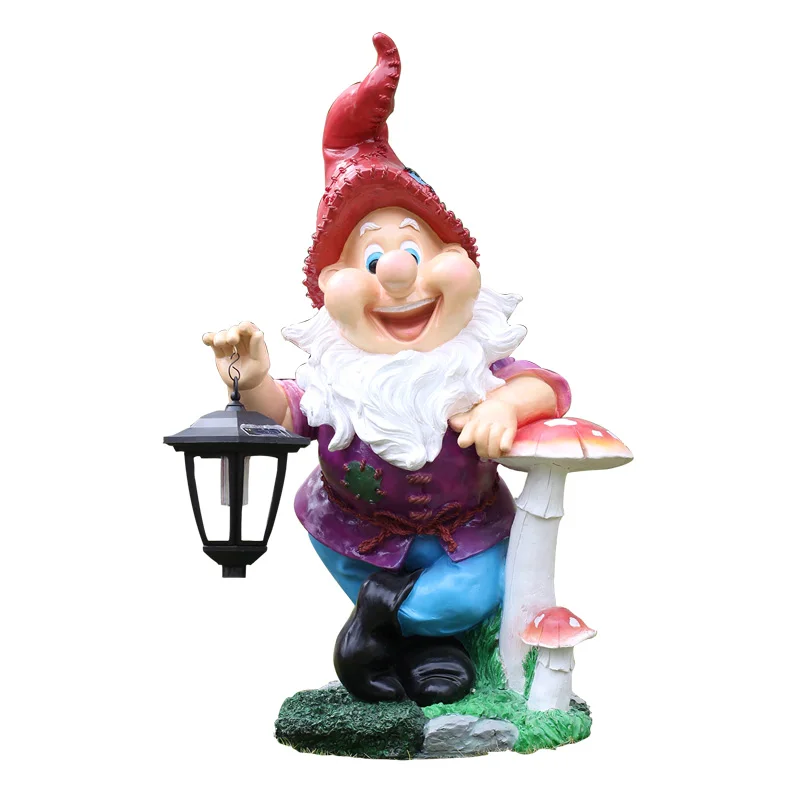 US $73.70 Outdoor Garden Decoration Resin Cartoon Dwarfs Sculpture Crafts Solar Light Ornaments Lawn Landscape Courtyard Figurines Decor