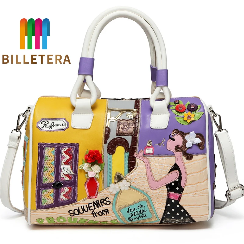 

BILLETERA Boston Bag Cartoon Embroidery Women's Shoulder Bag Top-handle Bag for Party Evening Bag
