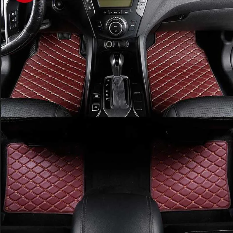 

Mini 4PC Universal Car Floor Mats Leather Waterproof Black Beige Red Brown Coffee Auto Floor Foot Mat Fit For Most Cars
