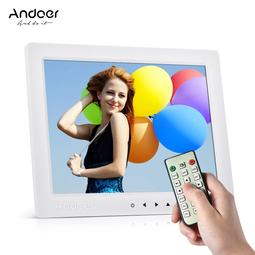 Andoer 1" HD Цифровая фоторамка 1080P 800*600 поддержка MP4 видео MP3 аудио TXT электронная книга часы календарь с дистанционным управлением подарок - Цвет: Белый