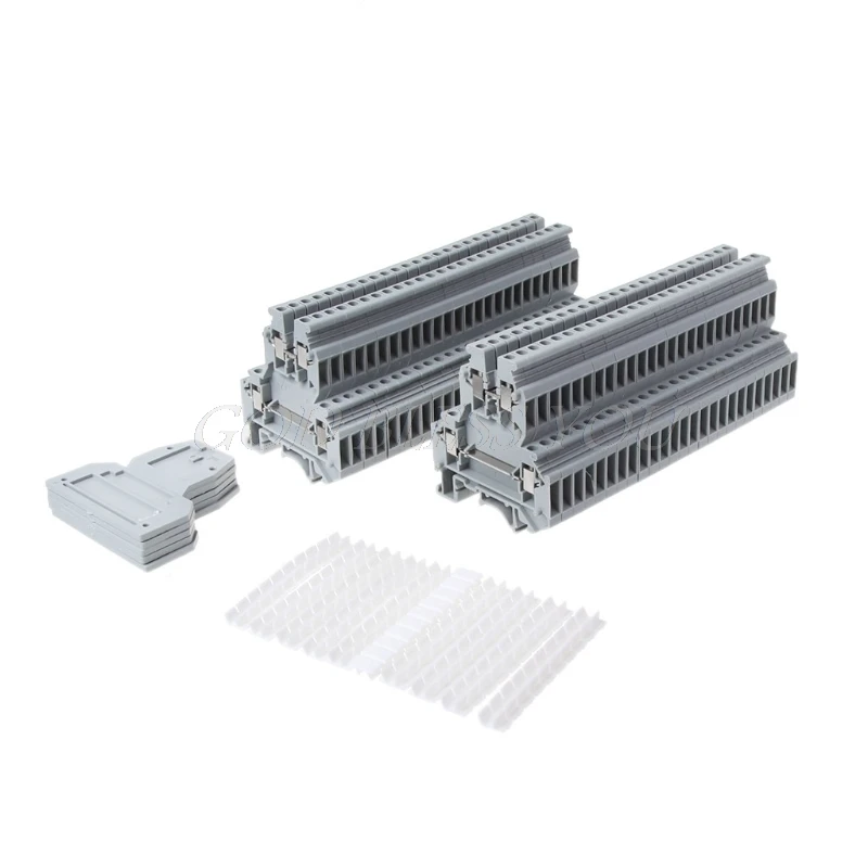 

50PCS UKK3 DIN Rail Double Level Dual Row Terminal Block 500V 25A 28-12AWG Gray