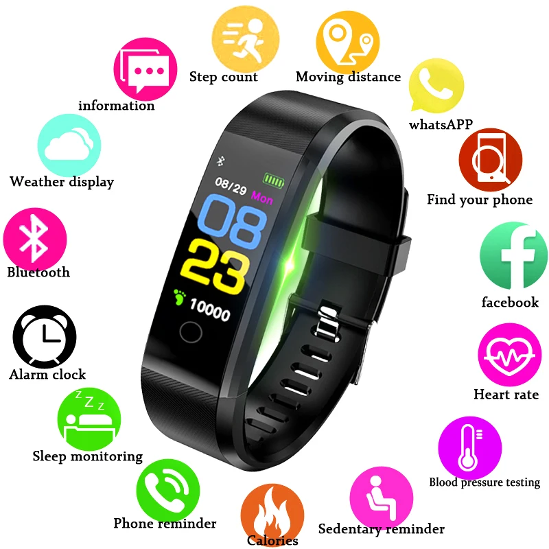 BANGWEI 2019 Men and women sport smart wristband heart rate blood pressure oxygen monitoring for IOS Android Pulsera inteligente | Наручные
