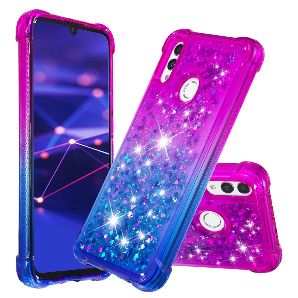 Блестящий чехол с жидкостью для Huawei Honor 10 Lite P Smart 2019 блестящий динамическим