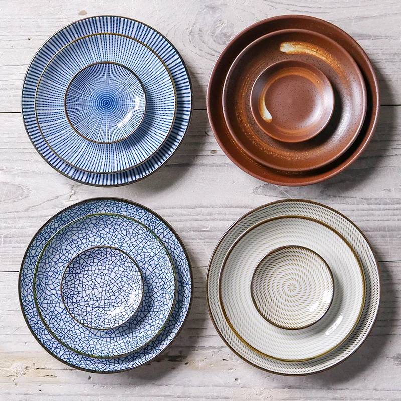 

Japanese-style Creative Pattern Ceramic Porcelain Steak Vegetables Plate Vintage Pastry Cake Dish Home Tableware Weidie Spoon