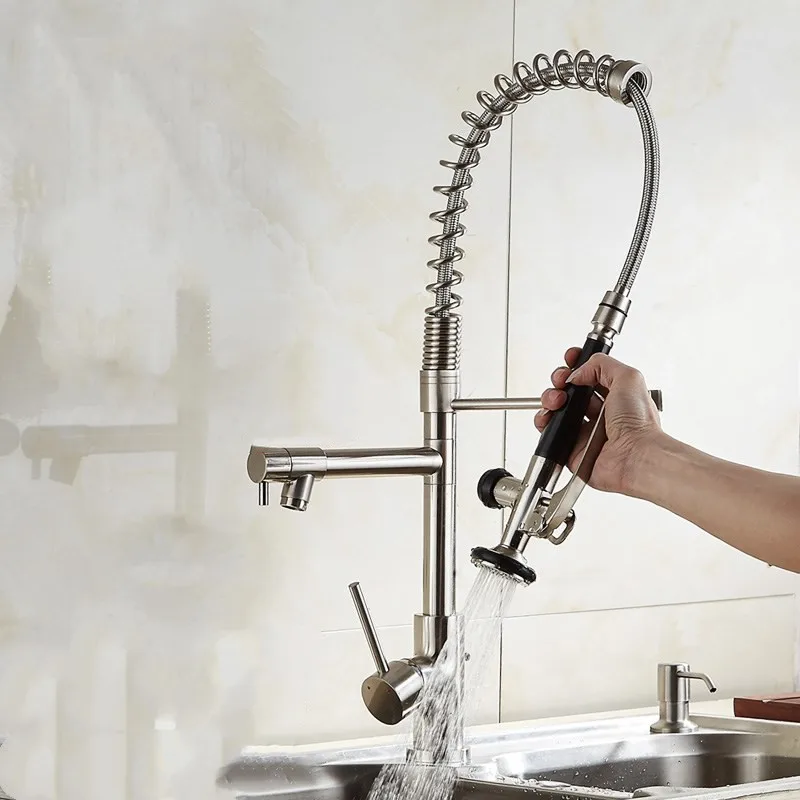 Chrome Solid Brass High-pressure Kitchen Faucet Pull-Out Spray Head Replacement Part