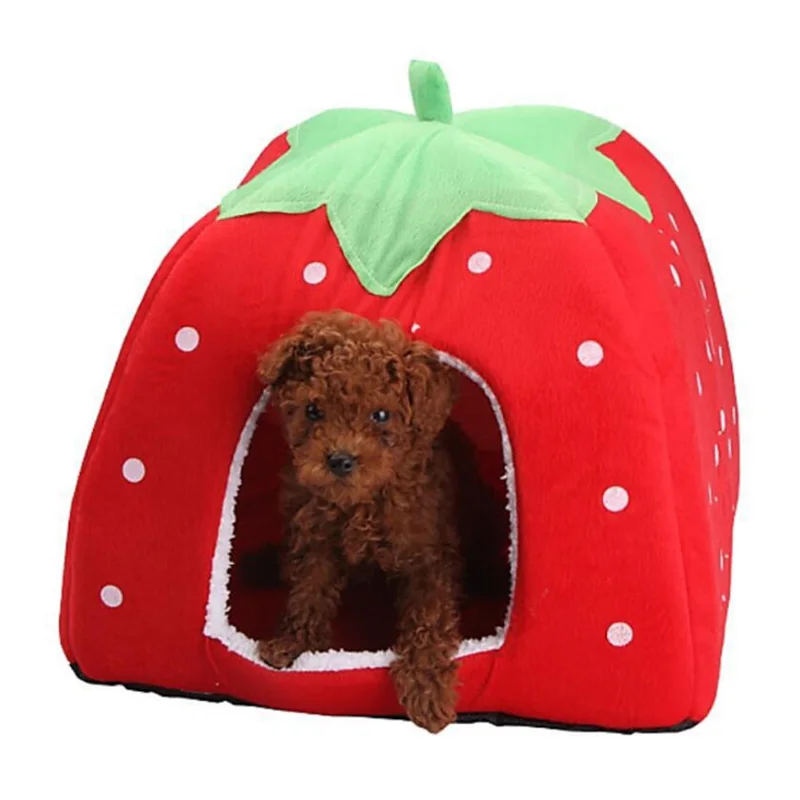 2017 New Indoor Large Warm And Sweet Soft Dog House Bed Strawberry Dogs Beds Nest font