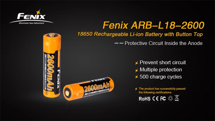 1 шт. Fenix ARB-L18-2600 3,6 V 18650 2600 mAh литий-ионная аккумуляторная батарея