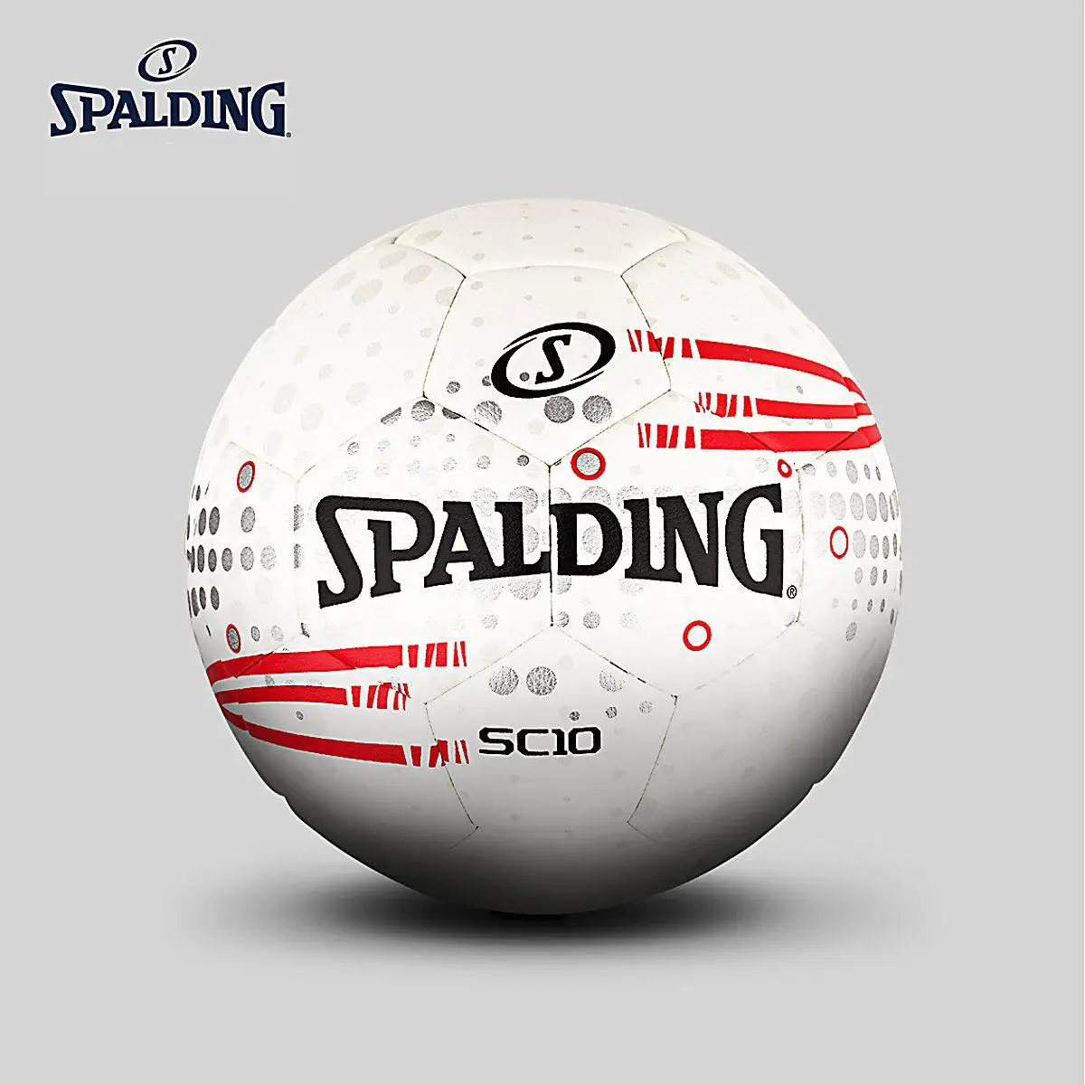 

Original Spalding Sc10 Series White red Hot Bonded Football Ball Soccer Ball Assembly Pu 64-938Y