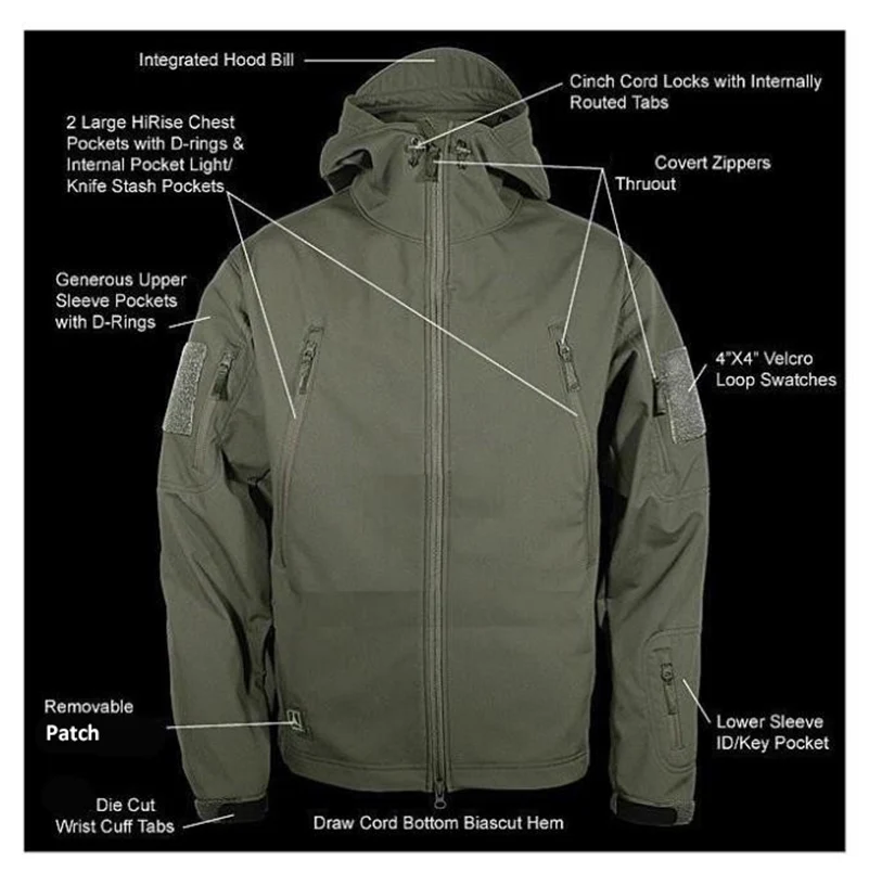  V4.0 Waterproof Soft Shell Tactical Jacket Outdoor Hunting Sports Army SWAT Military Training Windp