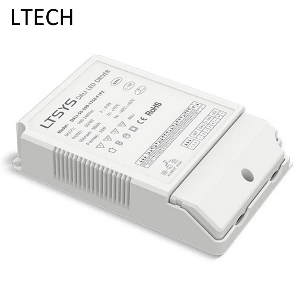 

LTECH DALI-50-500-1750-F1P2 CC Led DALI Dimming Driver AC100-240V Input 50W 500-1750mA Output DALI/PUSH DIM Led Power