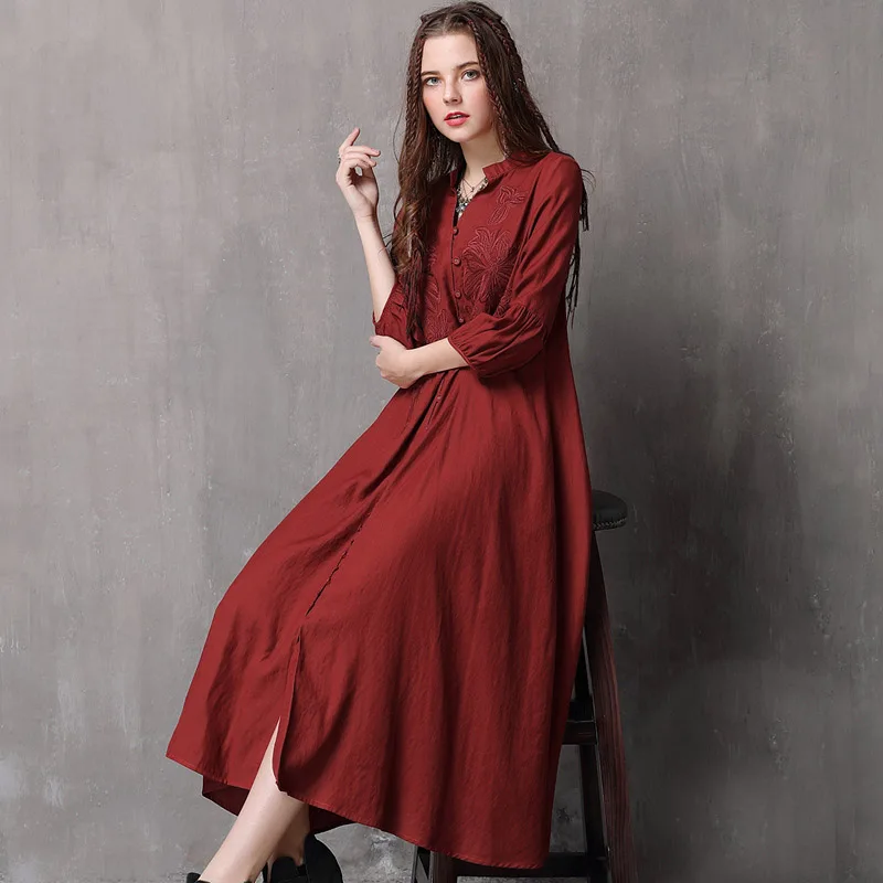 

2019 Famous brand original spring summer autumn women's clothing stitching denim women embroidery big swing women dress