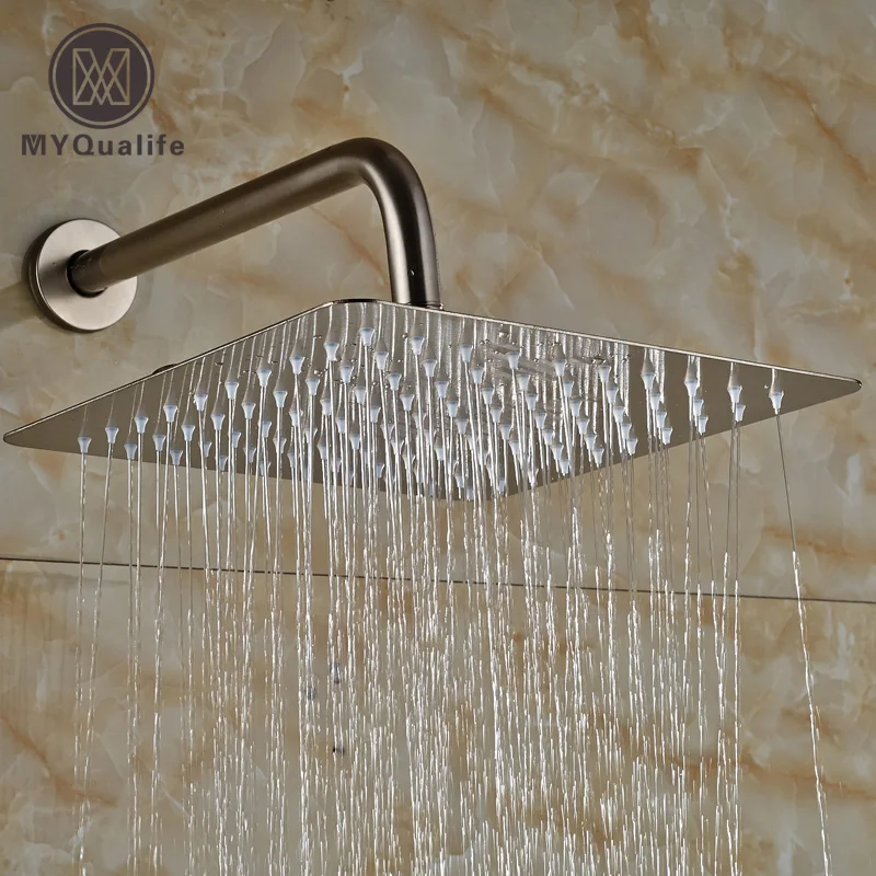 Newly Ultrathin Rainfall Bathroom Brushed Nickel Shower Head Wall Mount