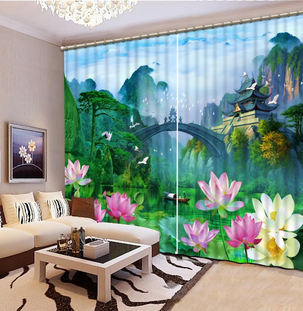 

Curtains for living room Hot 2016 Customized 3D curtains scenery flower Home Decoration New style