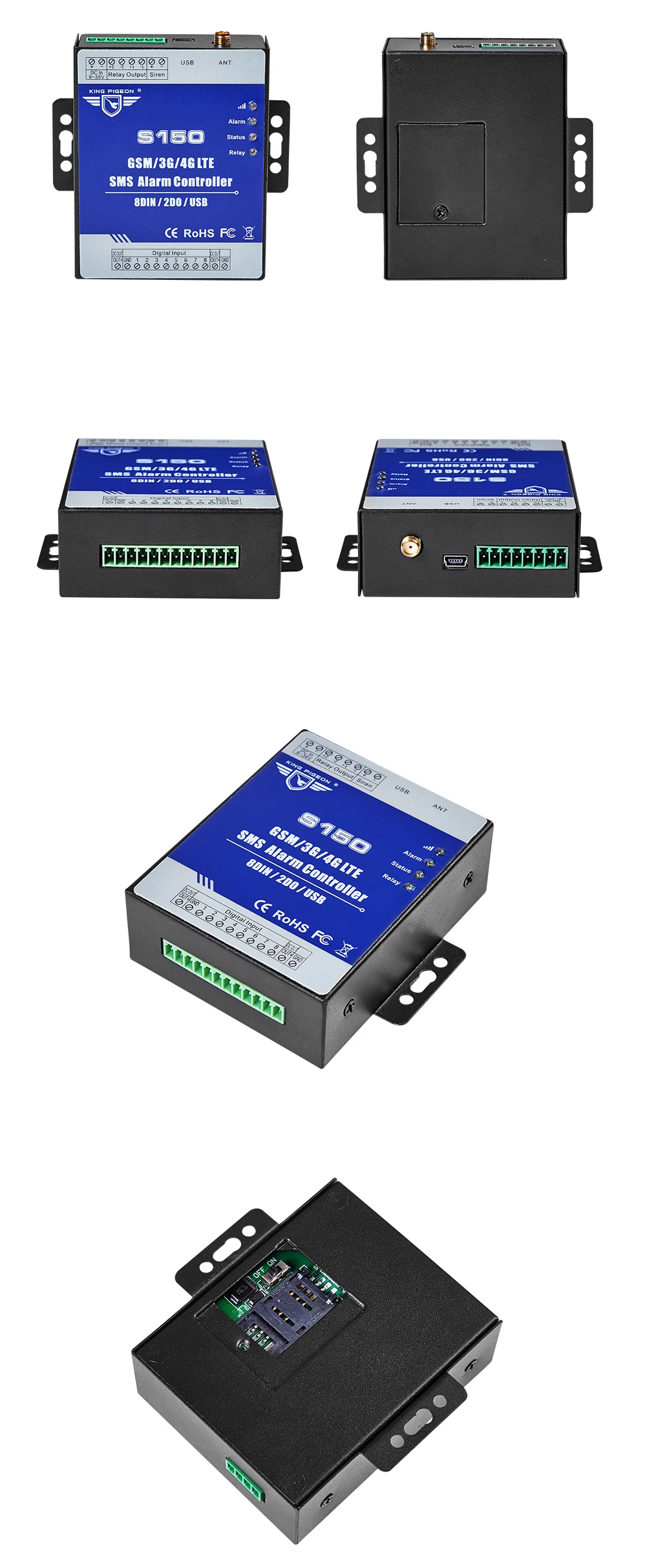 Interruptor de Relé Sistema de Monitoramento Alarme Celular Rtu Sms Remoto Iot Industrial In-built Verdog 8din 2do S150 Gsm 3g 4g 13 Kits de sistema de alarme