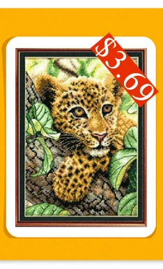 Best Needlework,DIY DMC 14CT Unprinted Cross stitch,Counted Embroidery Cross-stitch Kits Snow leopard home arts Pattern embroidery 17