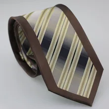 Yibei Coachella Для мужчин галстуки коричневый граничит Gravatas Серый Бежевый диагональные полосы шеи галстук жаккардовые галстуки модные тканые Corbata