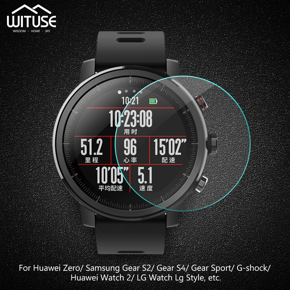 Ультрапрозрачная Защитная пленка 2.5D из закаленного стекла диаметром 35-46 мм для Xiaomi Huami Amazfit Sport Smart Watch