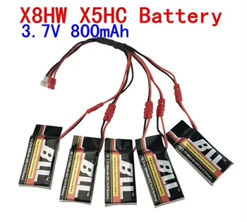 

SYMA X5HC X5HW four axis aircraft to upgrade the battery parts 3.7V 800MAH 5PCS and 1 support 5 charger conversion line