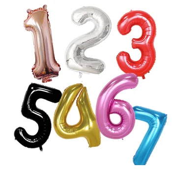 

Wholesale 50pcs/lot Slim Number Balloons Pink Blue 1th Happy Birthday Party Wedding Decoration Supplies Helium Air Globos