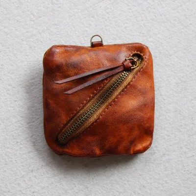 LEACOOL Кошелек для монет из натуральной кожи для мужчин и женщин, маленький мини-карман, кожаная сумка для денег, чехол для монет, 15 стилей на выбор - Цвет: 3-Brown