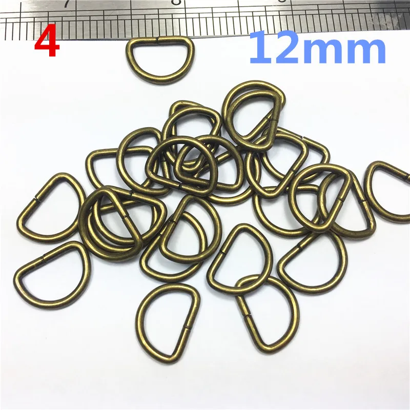 4   12mm antique bronze  Metal D-shaped buckle. metal D buckle. D ring. Semicircle button. Bags mountaineering backpack accessories.