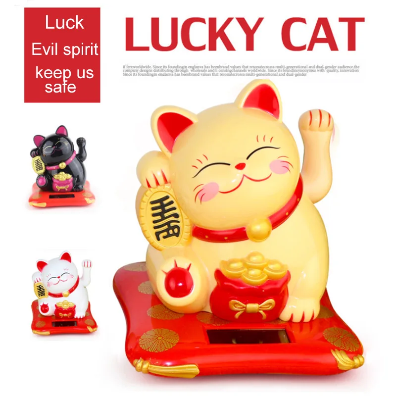 Chinese Lucky Wealth Waving Cat Gold Waving Hand Cat Home Decor Welcome Waving Cat Sculpture Statue Decor Car Ornament