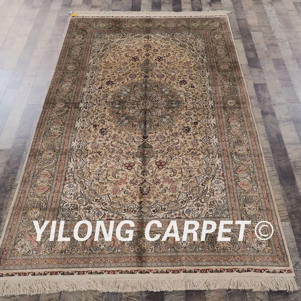 Yilong 5'x8' Handwoven персидские ковры Темный турецкий изысканный медальон шелковый ковер(LH145A5x8