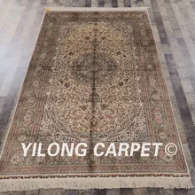 Yilong 5'x8' Handwoven персидские ковры Темный турецкий изысканный медальон шелковый ковер(LH145A5x8