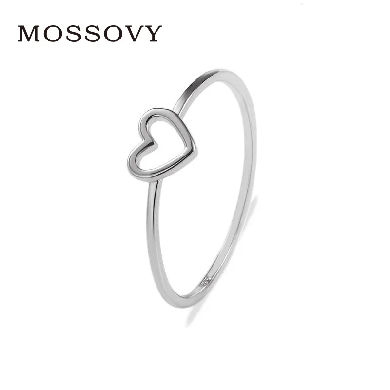 

Mossovy Korean Version of The Simple Hollow Silver Heart Ring for Female Fashion Popular Gift Wedding Rings for Women Jewelry