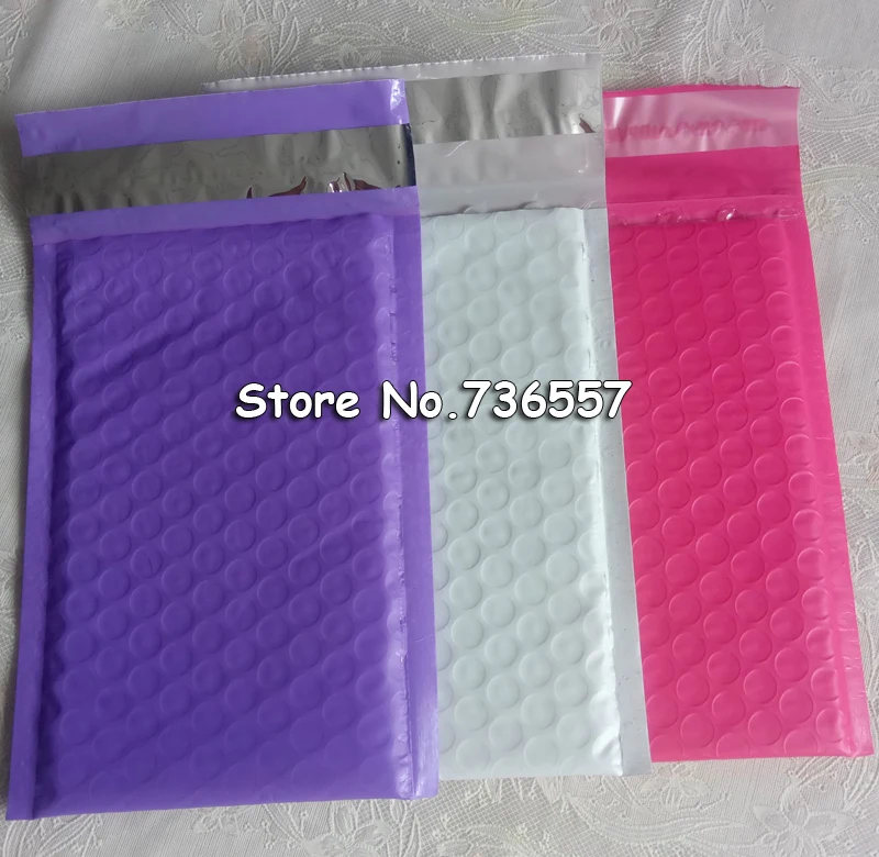 

50pcs #000 Poly Bubble Mailers 4x7 Inch/115*180mm Bubble Envelopes Purple Bubble Lined Poly Mailer Pink White Black Bags