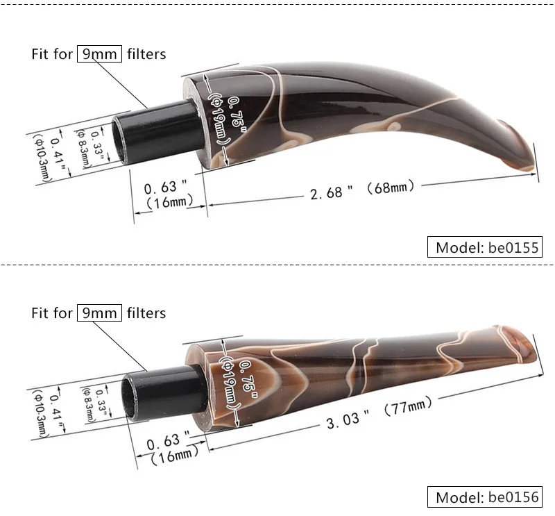 RU-MUXIANG акриловая трубка кофейного цвета, мундштук, специальный мундштук 3 мм/9 мм, фильтр, аксессуары для курительной трубы, be0155-be0158